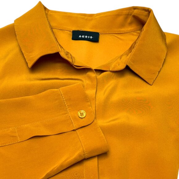 Akris Switzerland Mulberry Silk Button Down Long Sleeve Blouse - Picture 5 of 11